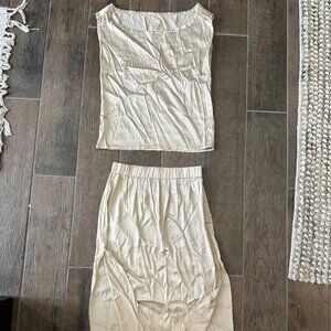 Chaser silk Tank and midi Skirt- slits on both sides (SIZE SMALL)